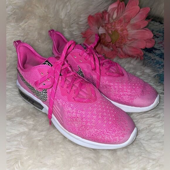 Nike Air Max Women’s Rhinestone Swoosh Pink 8.5 - Picture 3 of 11